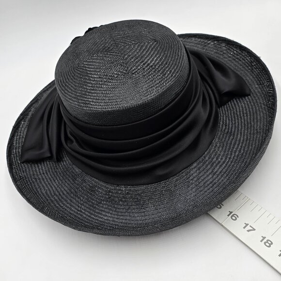 Plaza Suite Black Hat with Hat Band & Flower Accent